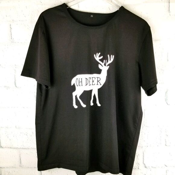 OH DEER.. Black Short Sleeve Tee. Size XL. - Picture 1 of 4